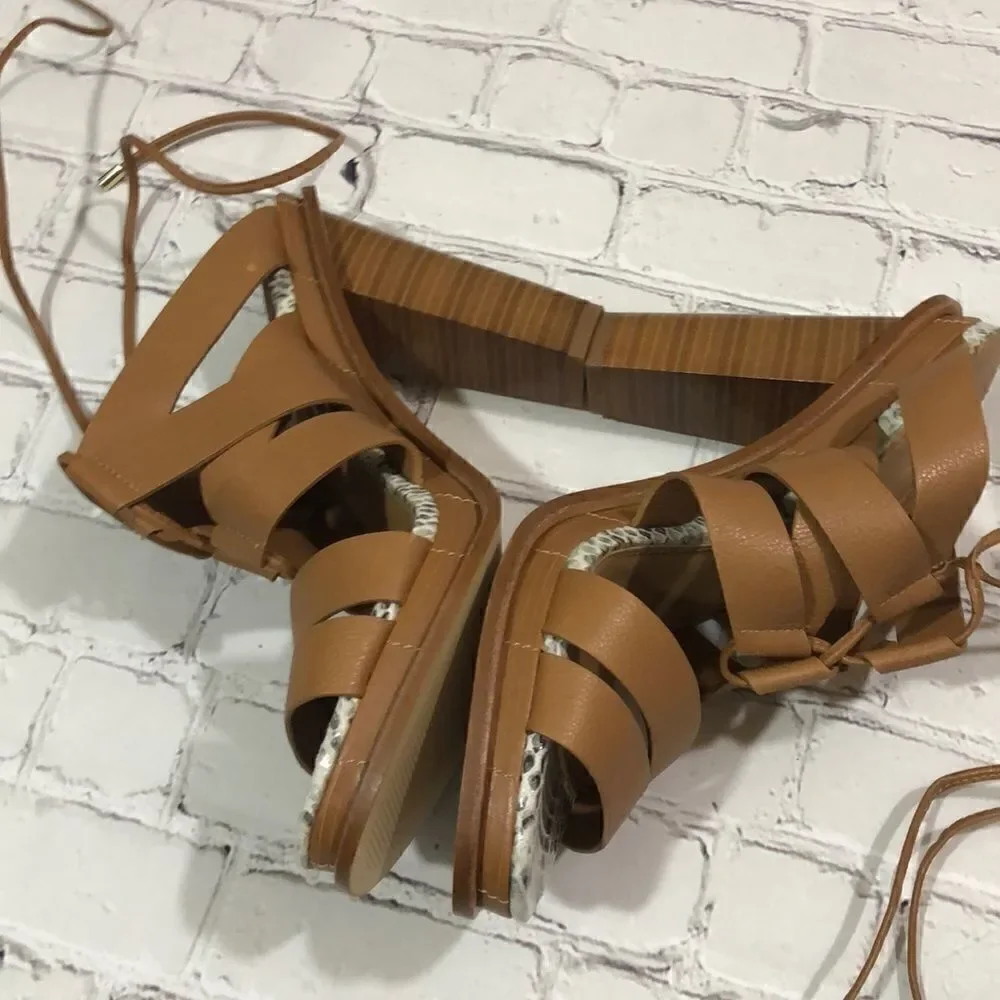 Calvin Klein Penelope tan strappy heels
